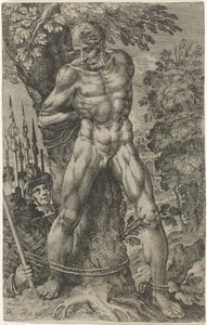 木に縛られたアキオール 作： Pieter Feddes van Harlingen
