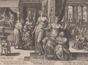 1570年の人間の生活のコースからの子供の誕生。 作： Pieter Furnius