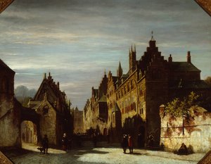 兵士のいるオランダのストリート シーン 作： Pieter Gerard Vertin