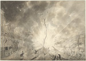 1807 年 1 月 12 日のライデンでの火薬災害 作： Pieter Gerardus van Os (signed by artist)