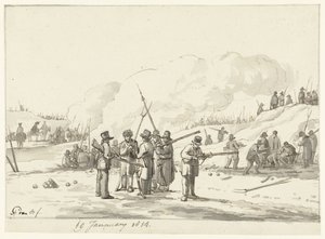 1814 年 1 月 19 日、北ホラントの砂丘での民間人の野営地