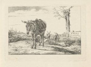 ロバとヤギ二頭 作： Pieter Gerardus van Os