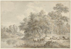 牛と川の風景 作： Pieter Gerardus van Os