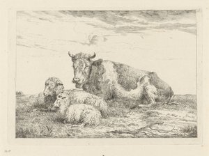 羊と子羊と寝ている牛 作： Pieter Gerardus van Os