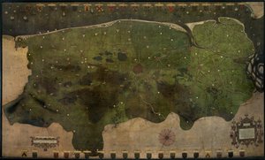 ブルージュ城の地図 (キャンバスに油彩) 作： Pieter II Claeissens