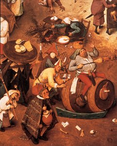 カーニバルと四旬節の戦い , 詳細 作： Pieter I Bruegel