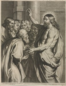 ペテロに鍵を与えるキリスト 作： Pieter I de Jode