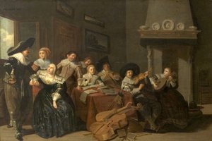 ザ・ミュージック・パーティー（木に油彩） 作： Pieter Jacobsz (attr.to) Codde