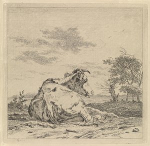横になっている牛のいる風景 作： Pieter Janson