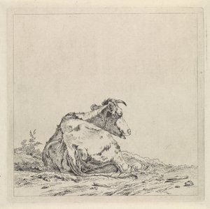 横になっている牛のいる風景 作： Pieter Janson