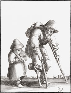 子供と不自由な物乞い (彫刻) 作： Pieter Jansz (after) Quast