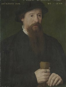 彼の手袋を保持している男の肖像 作： Pieter Jansz. Pourbus