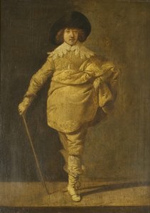 スタンディングキャバリエ、1630年頃（パネルに油彩） 作： Pieter Jansz. Quast