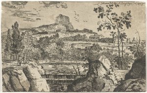 滝のある山岳風景 作： Pieter Langendijk (I)