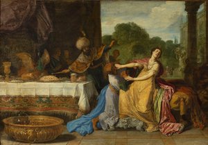 ハマンがエステルに慈悲を懇願する 作： Pieter Lastman
