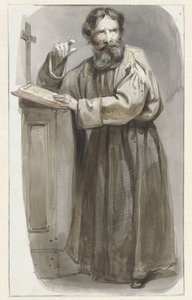 十字架と聖書で書見台に立っている聖職者 作： Pieter Marinus van de Laar (attributed to)