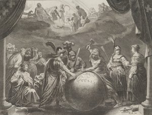 プレート 12: フランスの不協和音に関する寓話、カスパー・バルレウス、メディケア オスペス、1638 年より。 作： Pieter Nolpe