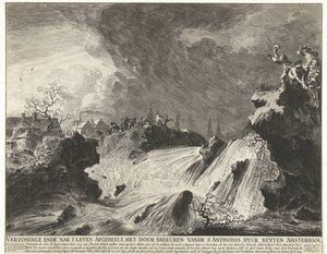 アムステルダム近郊の聖アンソニー堤防の決壊 1651 年 3 月 5 日の Sint-Antoniesdijk の違反 Vertoninge ende nae t