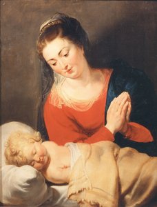 眠っている子供を崇拝する聖母、c。 1615年。 作： Pieter Paul Rubens
