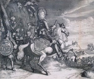 Alexander Danilovich Menshikovの騎馬肖像、c1707。 作： Pieter Pickaert