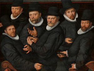 衣料品ギルドの 6 人の管理人 ラーケンの 6 人の看守、アムステルダム、1599 年 作： Pieter Pietersz. (I)