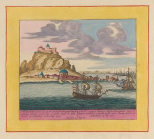 英蘭艦隊によるジブラルタルの占領、1704 Prによって捕獲されたジブラルタル。 1704 年 8 月 4 日 (...) (オブジェクトのタイトル) シアター 作： Pieter Schenk (I)