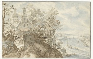 左にチャペルのある川 作： Pieter Stevens (I)