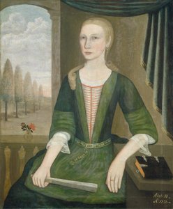 扇子を持つ若い女性、1737年。 作： Pieter Vanderlyn