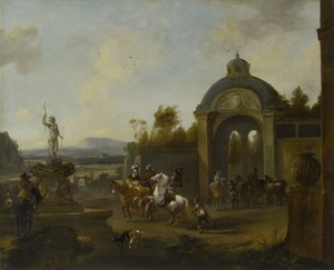 噴水での狩猟パーティー 作： Pieter Wouwerman