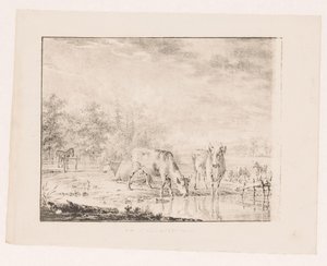 水辺の牛 作： Pieter de Goeje (attributed to)