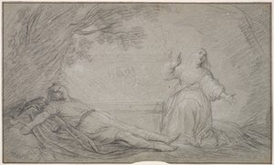 デンマーク語：若い男性の死を悼む女性を描いた神話の一場面。 作： Pieter de Grebber