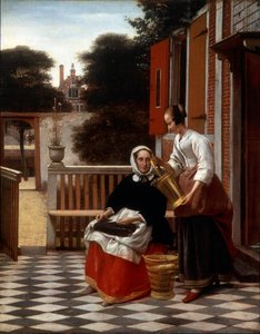 ミストレスと彼女のメイド、1660年。 作： Pieter de Hooch