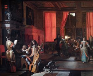 音楽パーティー、1675年頃（キャンバスに油彩） 作： Pieter de Hooch