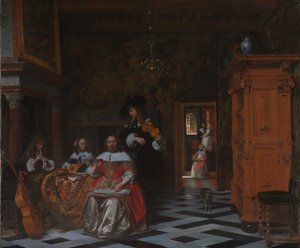 音楽を演奏する家族の肖像1663 作： Pieter de Hooch