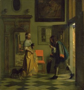 メッセンジャー、1669年 作： Pieter de Hooch