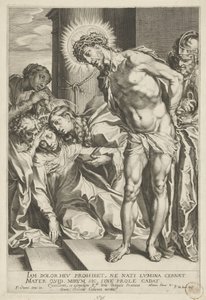 いばらの冠を持つキリストと泣いているマリア 作： Pieter de Jode (I)