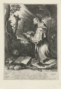 十字架の前で跪く聖フランチェスコ 作： Pieter de Jode (I)