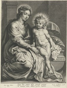 ゆりかごで幼子キリストを抱くマリア 作： Pieter de Jode (I)