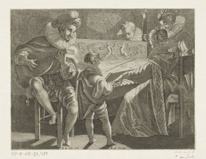 トーチライトで音楽を制作する会社、1600年頃 作： Pieter de Jode (I)