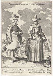 Paar, gekleed volgens de Engelse mode, ca. 1610 思春期の英語と英語の習慣 (オブジェクトのタイトル) Kostuums uit verschiedelden landen (シリーズタイトル) 各国の装飾品（連載タイトル）