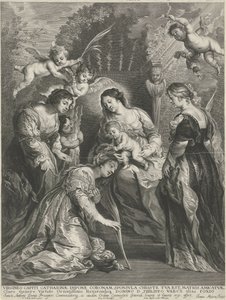 キリストの子が H. カタリナの冠をかぶる 作： Pieter de Jode (II)