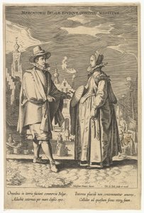 異なる国のファッションからのベルギーの衣料品商人と彼の妻。 作： Pieter de Jode I