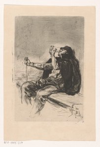 杖を持った飲酒男性 作： Pieter de Josselin