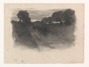 干し草ワゴンのある田舎道 作： Pieter de Josselin