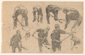掘削作業員のスケッチを含む学習シート 作： Pieter de Josselin