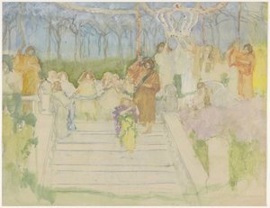 1901 年のウィルヘルミナ女王の結婚式の際の生き生きとしたタブロー 作： Pieter de Josselin