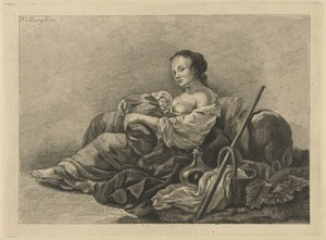 子供を持つ羊飼い 作： Pieter de Mare