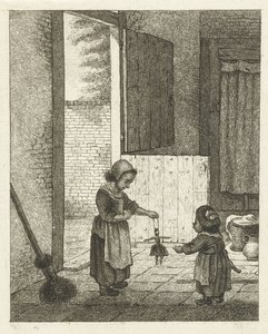 人形で遊ぶ二人の女の子 作： Pieter de Mare