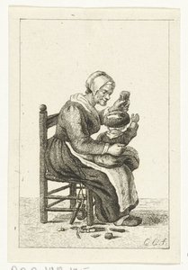 膝の上に子供を持つ女性 作： Pieter de Mare