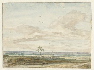 運河沿いの道のある広い風景 作： Pieter de Molijn